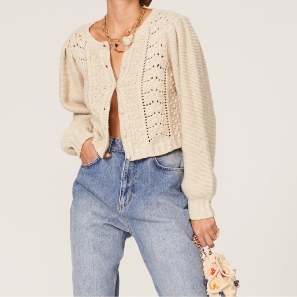 LoveShackFancy Cream Women's Cardigan